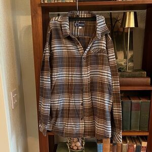 O'Neill Brown and Cream Plaid Button-Down Shirt